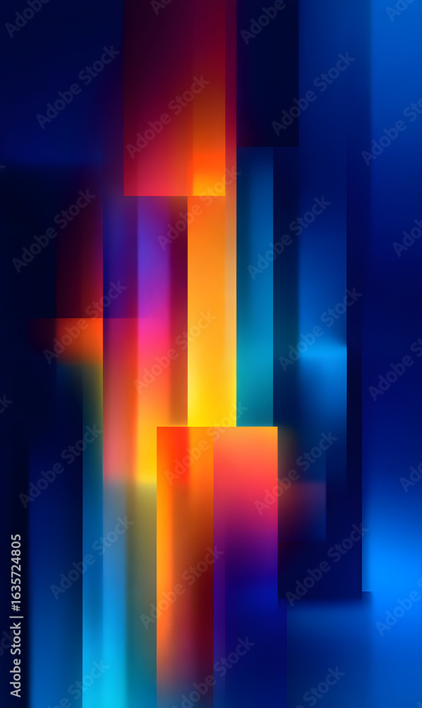 Poster abstract vibrant background with blurred luminous vertical rectangles creates a modern and dynamic d