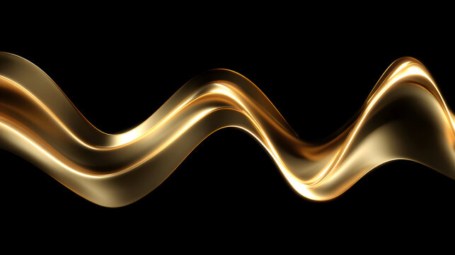 Elegant flowing golden ribbon on black backdrop creating a luxurious and sophisticated feel for banners and backgrounds for awards presentations or high end product showcases