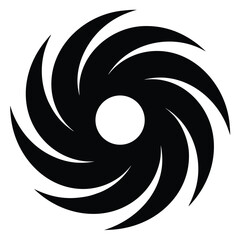 Black Hurricane Eye Silhouette Swirling of Storm Design Element Icon