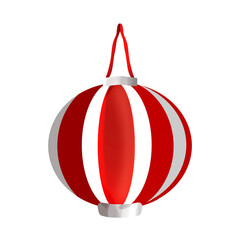 Red and White Striped Paper Lantern Illustration