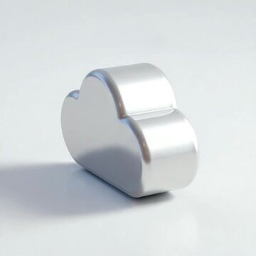 3D white cloud icon, minimal technology and storage symbol on light background