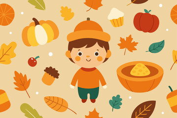 seamless pattern with autumn leaves