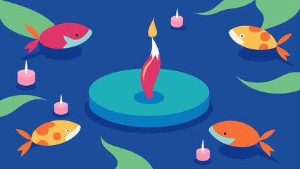 koi pond birthday party with floating candles