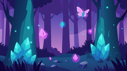 Obraz premium Magical Birthday Forest Lit With Glowing Crystals