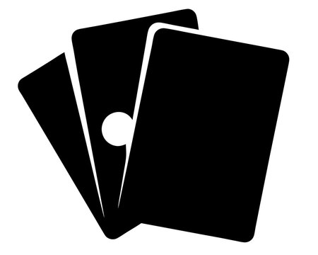 Three playing cards in a fan configuration ready for a card game