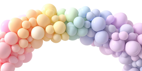 Pastel rainbow balloon arch