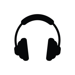 Simple Black and White Headphones Icon Illustration