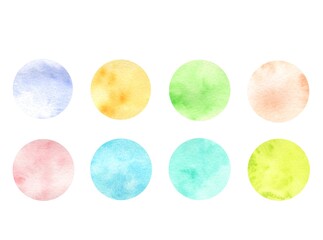 水彩　にじみ　パステルカラー　丸　セット