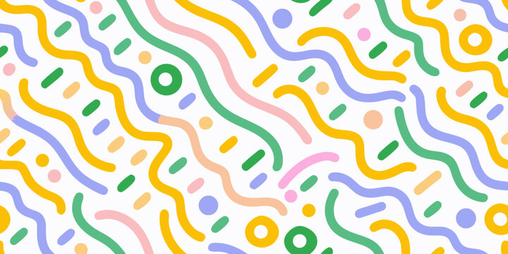 Playful abstract pattern with wavy lines and dots