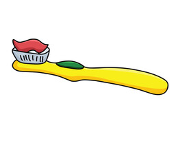 Cute cartoon hand drawn vector toothbrush clipart.