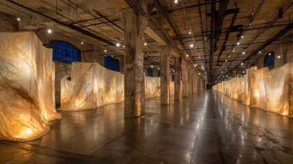 Industrial space, draped light