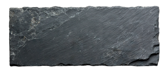 Rectangular black slate stone tile, isolated on transparent cutout background