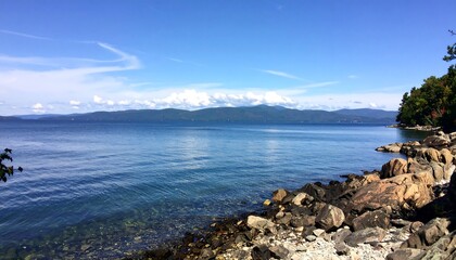 Panoramic view of a tranquil coastline