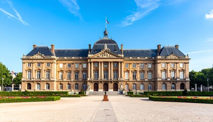 Fototapeta premium Grand European palace facade on sunny day