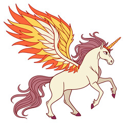 Winged unicorn tribal design