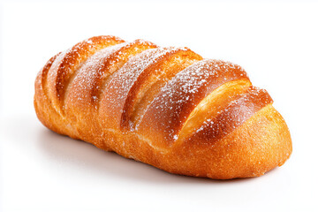Salt bread isolated on white background, Selective focus fresh baked bread with coarse salt seasoning.