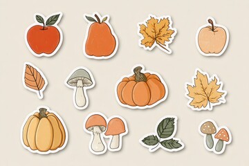 cute autumn sticker set