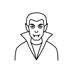 Simple Line Art Vampire Illustration on transparent background
