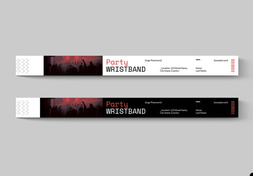 Party Ticket Wristband Layout
