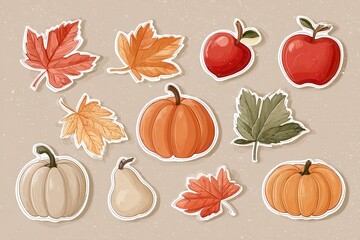 cute autumn sticker set