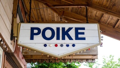 A shop sign with the word "POIKE" in capital letters