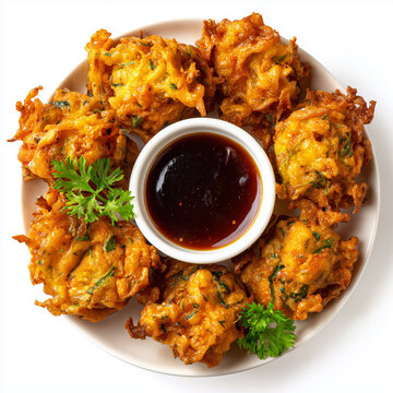 Indian pakoras served with tamarind sauce