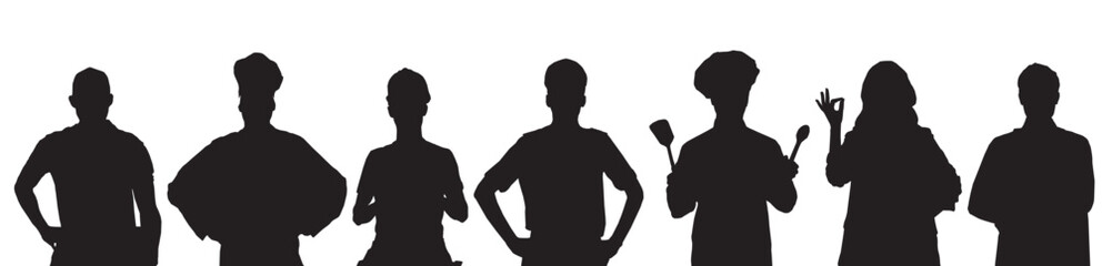 set of people occupation silhouette 