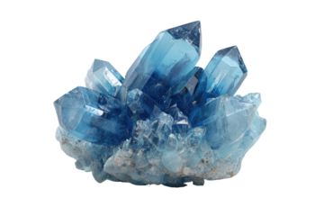 Close-up of a cluster of light-blue crystals