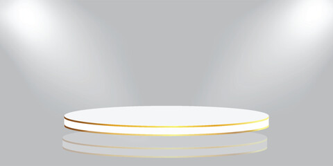 Stage podium with lighting, Stage Podium Scene with for Award, Decor element background. Vector illustration