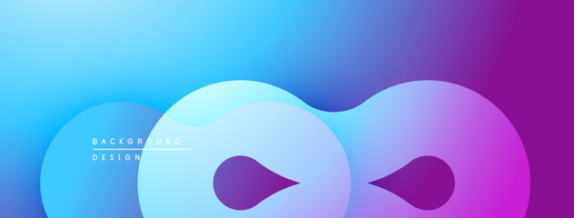 Abstract fluid shapes blend blue, purple hues. Modern design evokes infinity symbol, smooth gradients present dynamic visual effect.