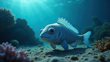 Obraz premium Underwater scene featuring a stylized fish.
