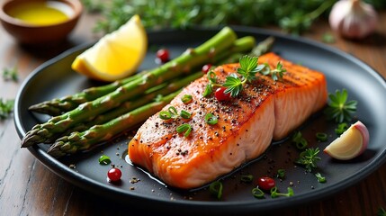 Delicious Grilled Salmon with Asparagus and Lemon