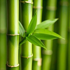 Fototapeta premium Lush green bamboo stalks with new growth