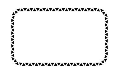 African pattern rectangle frame. Mexican ethnic motif border. Triangular ornament round frame. Sun stamp. African ethnic culture ornament Vector illustration isolated on white background.