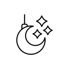 Moon decoration outline icons, minimalist vector illustration ,simple transparent graphic element .Isolated on white background
