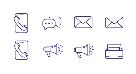 Communication channels outlined in vectors showcasing varied contact methods digitally