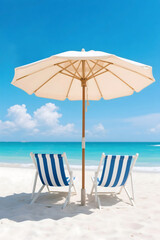 Sunny Afternoon with Beach Chairs and Parasol