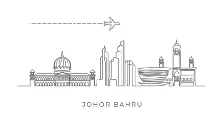 Obraz premium Johor Bahru Skyline with minimal vector art.