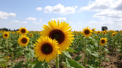 Obraz premium Promote nature conservation by intercropping sunflowers and vegetables