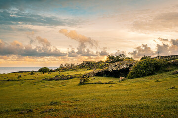 The cave at the top of the Tahai Archaeological Site in Rapa Nui (Easter Island), Chile, served as shelter or housing for ancient inhabitants. It is recognized as a UNESCO World Heritage Site.