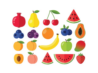 Orchard Array: A vibrant collection of fresh and succulent fruits, arranged in a photorealistic presentation. The image showcases a vivid array of nature's delectable produce.