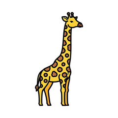Obraz premium Cartoon giraffe illustration against black background