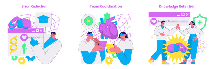 Vector Illustration of Error Reduction and Team Coordination
