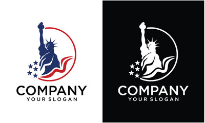 Creative Liberty Statue logo design symbol vector illustration © alfi
