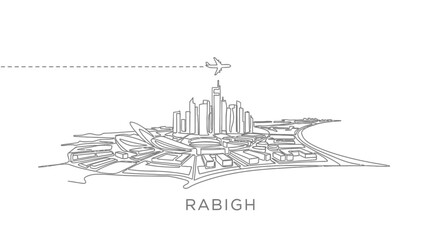 Obraz premium Rabigh skyline Saudi Arabia Line art design.
