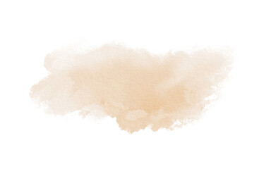 Abstract watercolor peach color spot on transparent background in pastel technique for postcards, websites, invitations, flyers, packaging products, patterns, any composition.