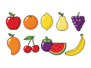 Colorful Fruit Arrangement: A vibrant selection of fruits arranged, perfect for a fresh and healthy visual, ready to add a splash of color to your projects.