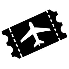 Airplane ticket silhouette with wings travel flight