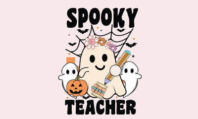 Spooky Teacher Halloween T-Shirt Design