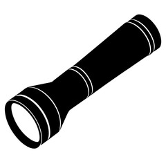 Black flashlight silhouette with white accents torch